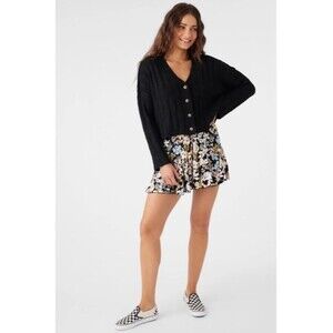 O'Neill Ferris Sweater Black Size M | Textured Knit Button Front Cardigan | NWT